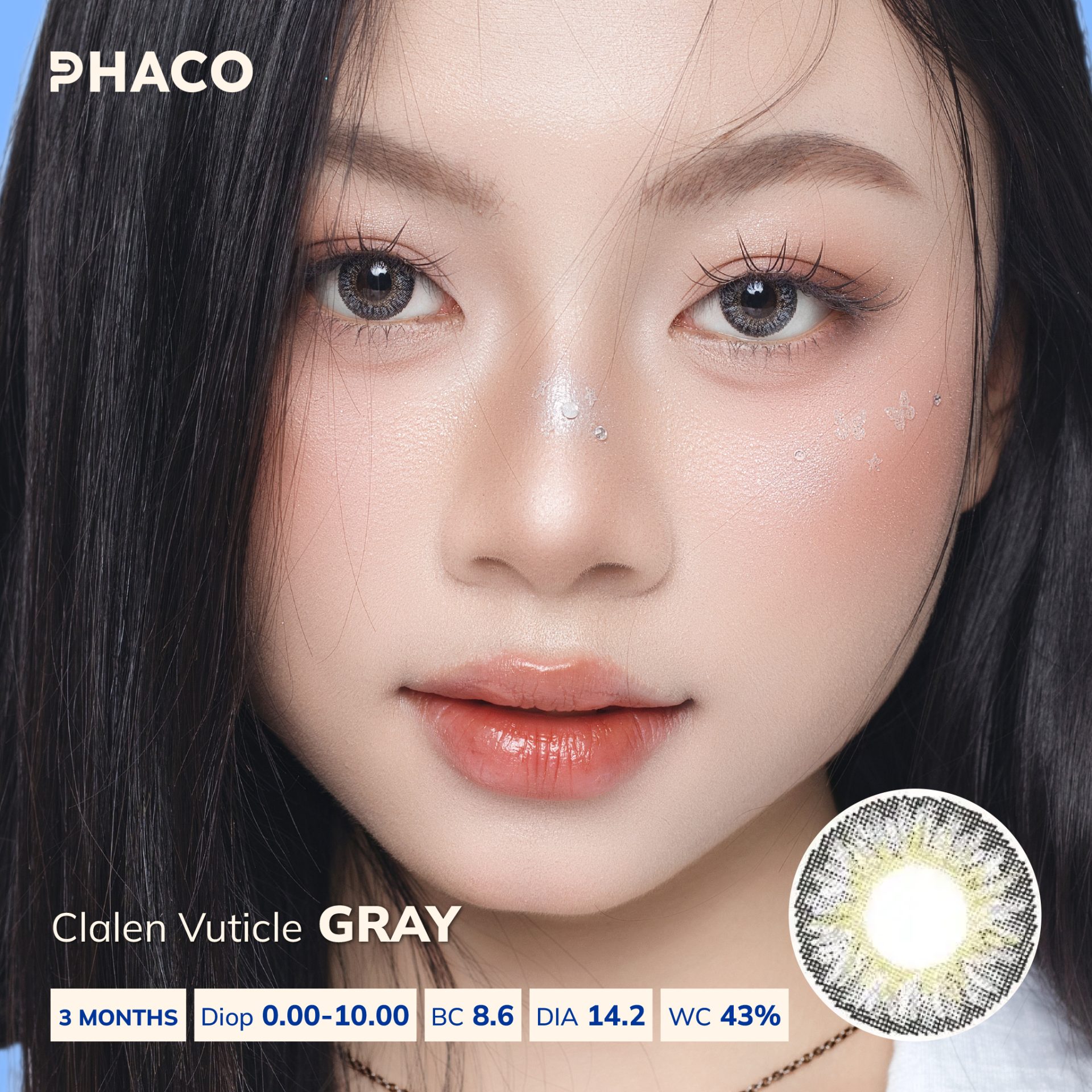 Kính áp tròng 3 tháng Clalen Vuticle Gray | Lens xám có độ cận
