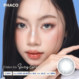 Kính áp tròng 1 ngày Clalen Iris Suzy Gray màu xám khói ấm
