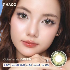 Kính áp tròng 3 tháng Clalen Vuticle Green | Lens màu xanh lá có độ