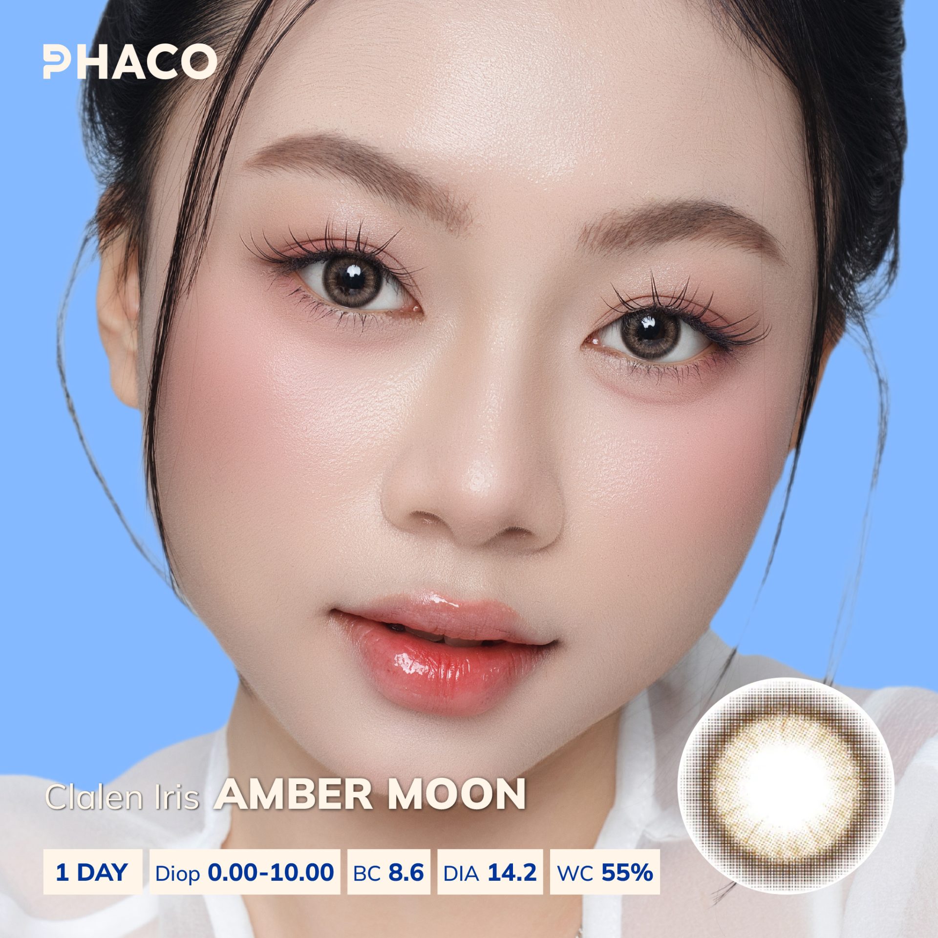 Kính áp tròng 1 ngày Clalen Iris Amber Moon | Lens cận có màu