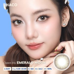 Kính áp tròng 1 ngày Clalen Iris Emerald Moon màu nâu olive